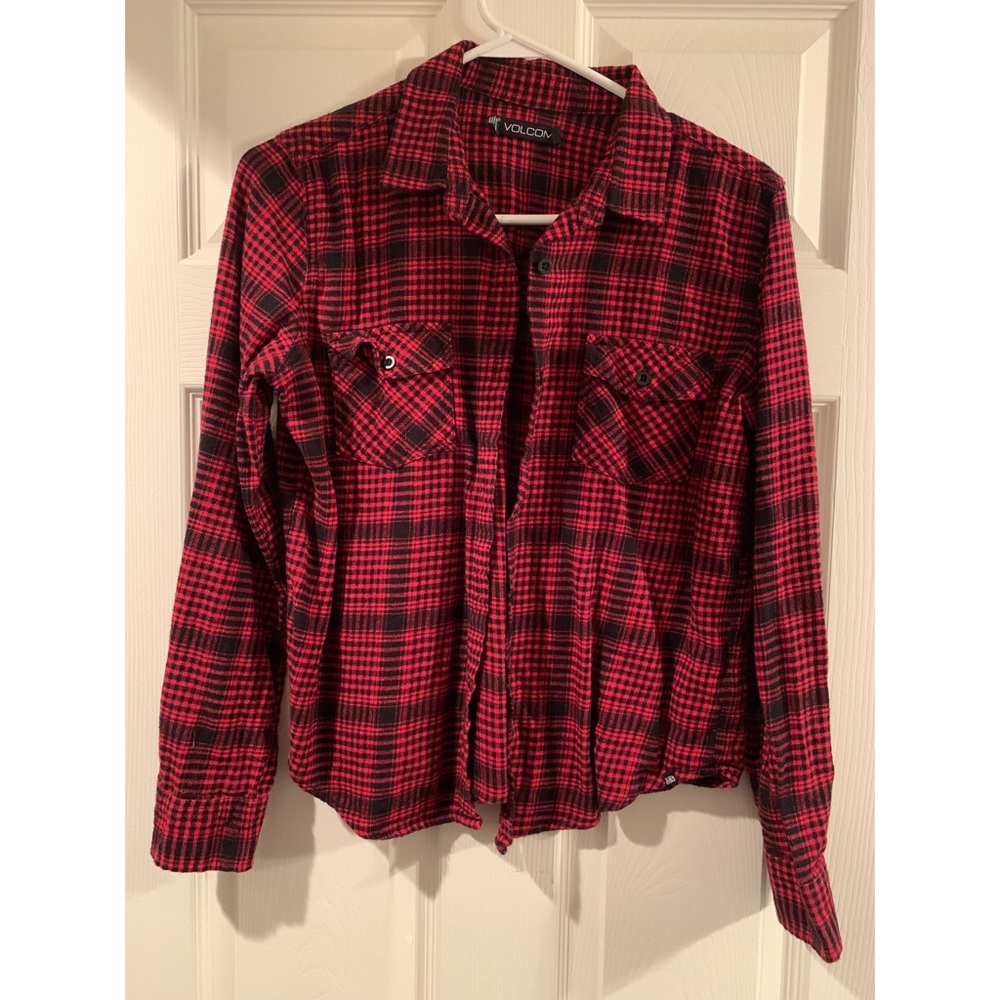 Volcom Red and Black Plaid Shirt